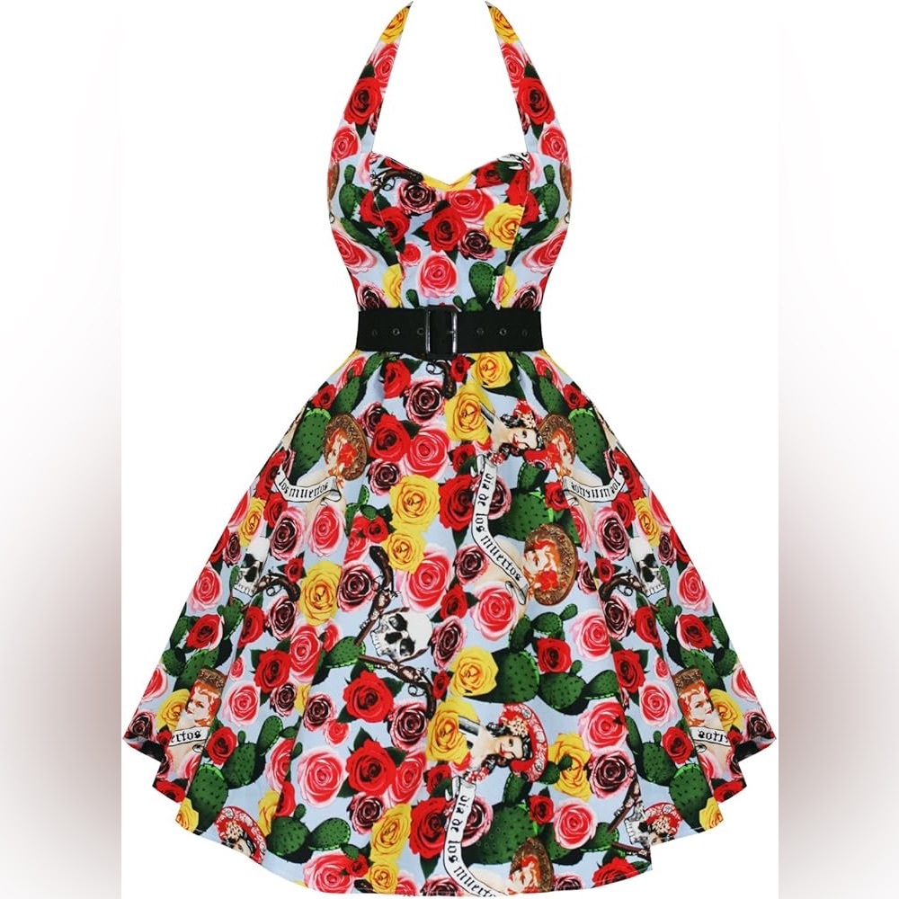 Hell Bunny Mexico 50s style calavera swing dress size M